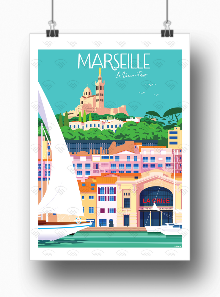 Affiche Marseille - Le vieux port de Raphael Delerue