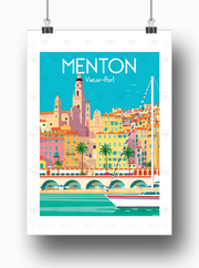 Affiche Menton - Vieux port de Raphael Delerue
