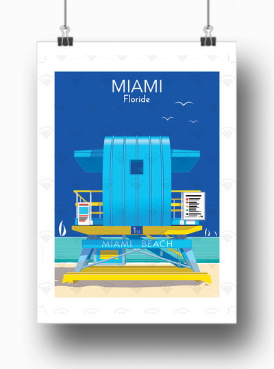 Affiche Miami - Kiosque bleu de Raphael Delerue
