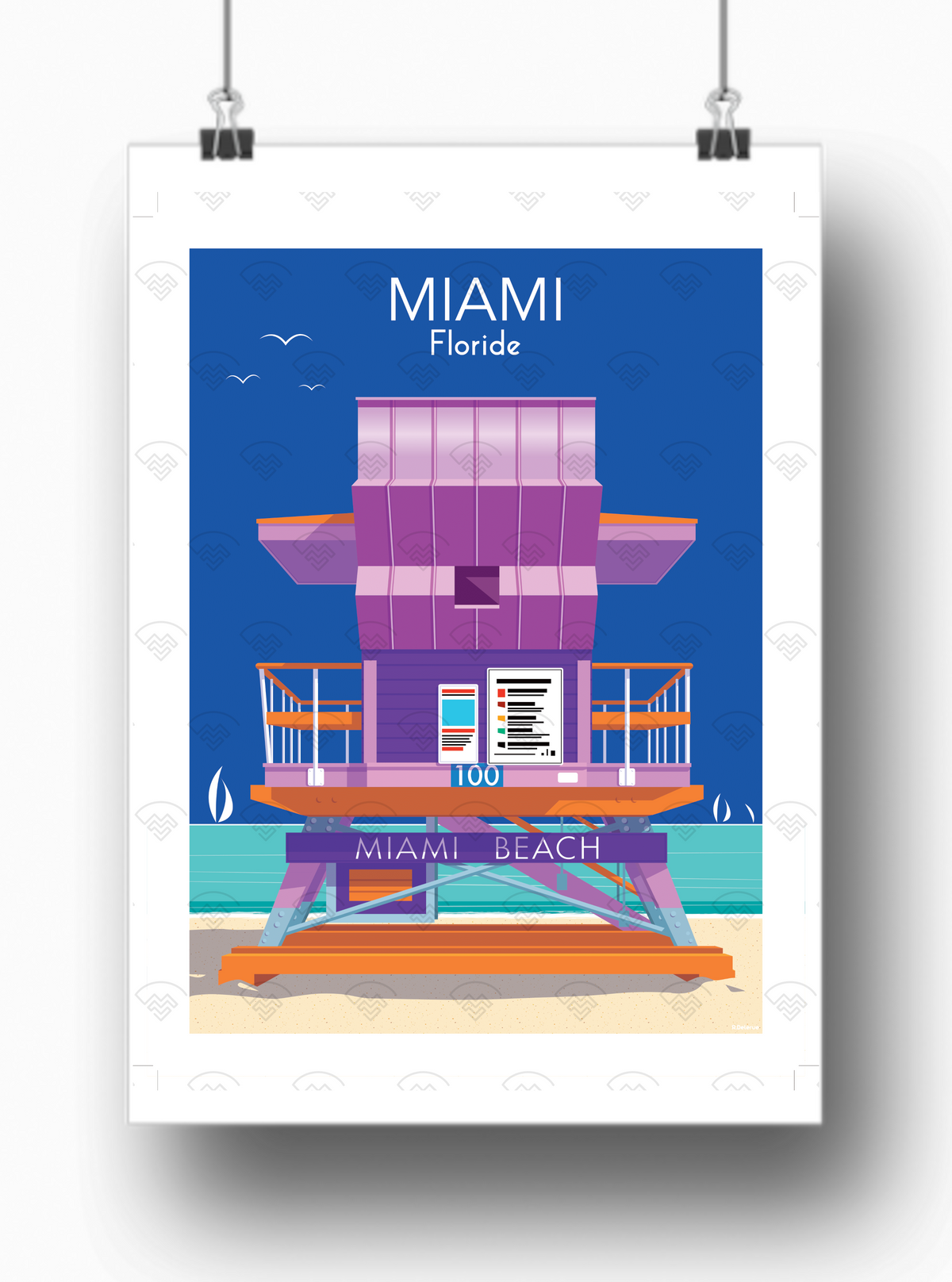 Affiche Miami - Kiosque rose de Raphael Delerue