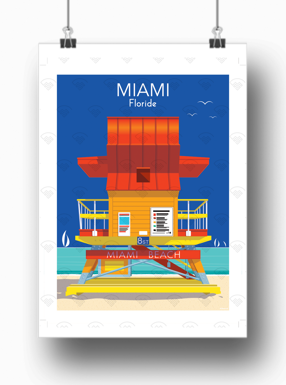 Affiche Miami - Kiosque rouge de Raphael Delerue