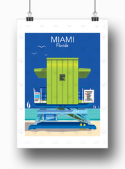 Affiche Miami - Kiosque vert de Raphael Delerue