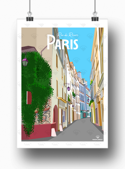 Affiche Paris - Rue des Rosiers