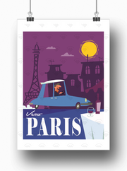 Affiche Paris - Visitez Paris en voiture