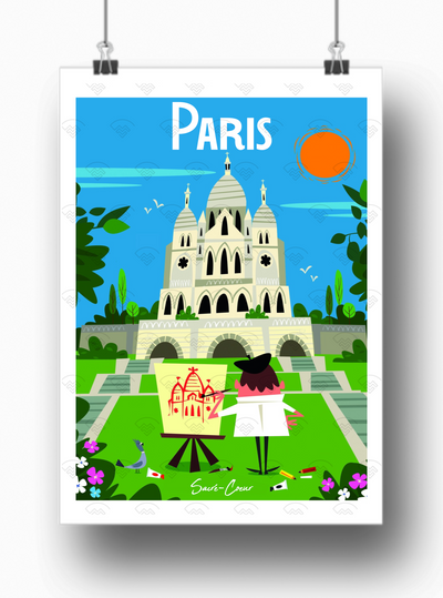 Affiche Paris - Le Sacré-Cœur par Gary Godel !