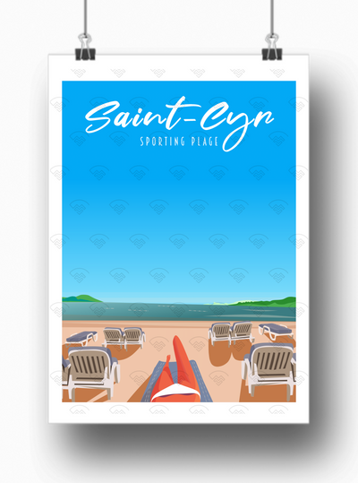 Affiche Saint-Cyr sur Mer - Plage des Lecques