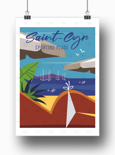 Affiche Saint-Cyr sur Mer - La plage du Sporting par Gary Godel