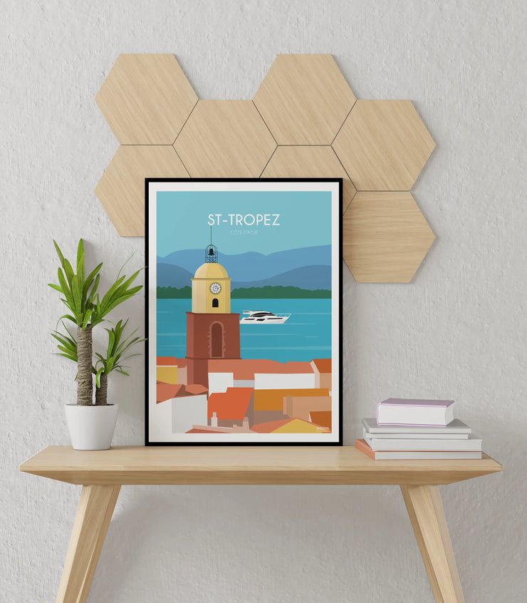 Affiche Saint-Tropez - Côte d'Azur par Maona Design