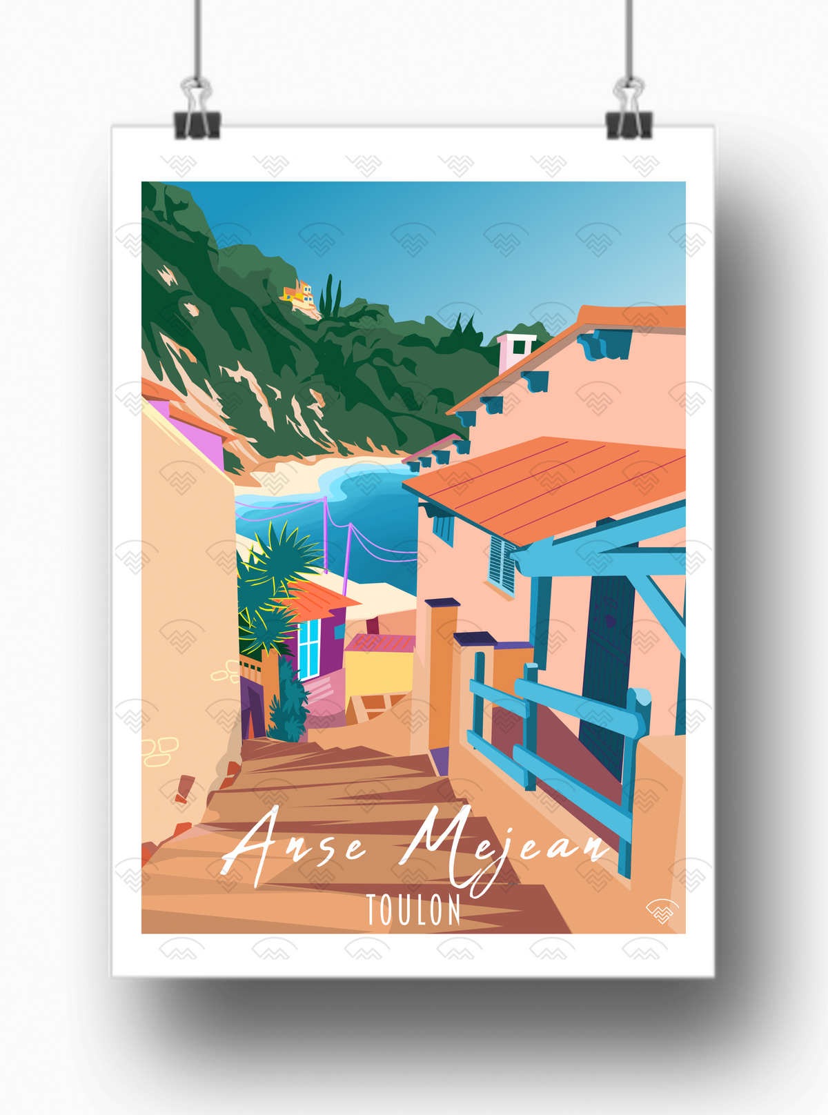 Affiche Toulon - Anse Méjean Escalier