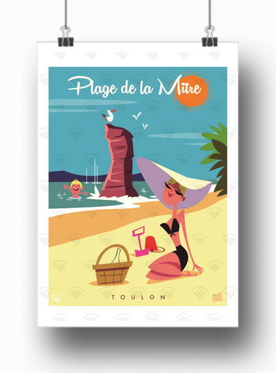 Affiche Toulon - La plage de la Mitre