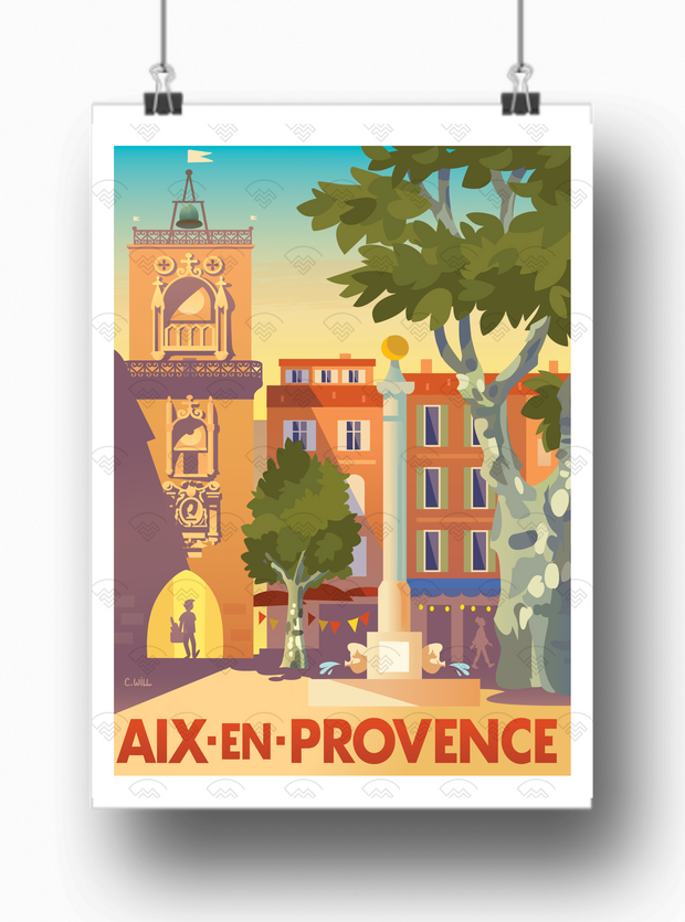 Affiche Aix-en-Provence par C.WILL