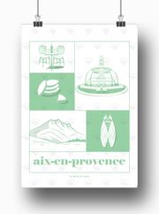 Affiche Aix-en-Provence symboles par les Affiches de Voyage