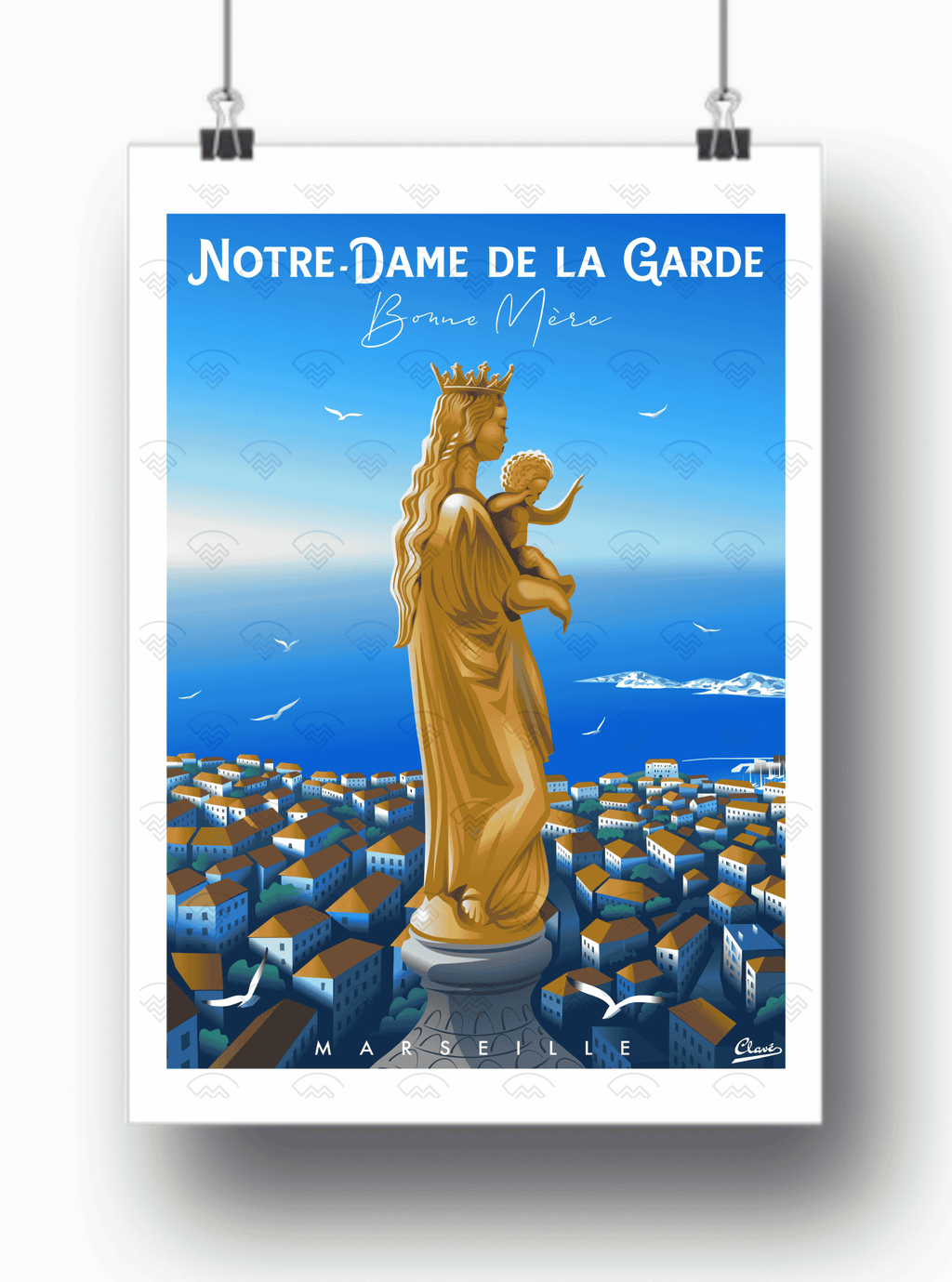 Affiche Marseille - Bonne mère par Damien Clavé / Edition Limitée