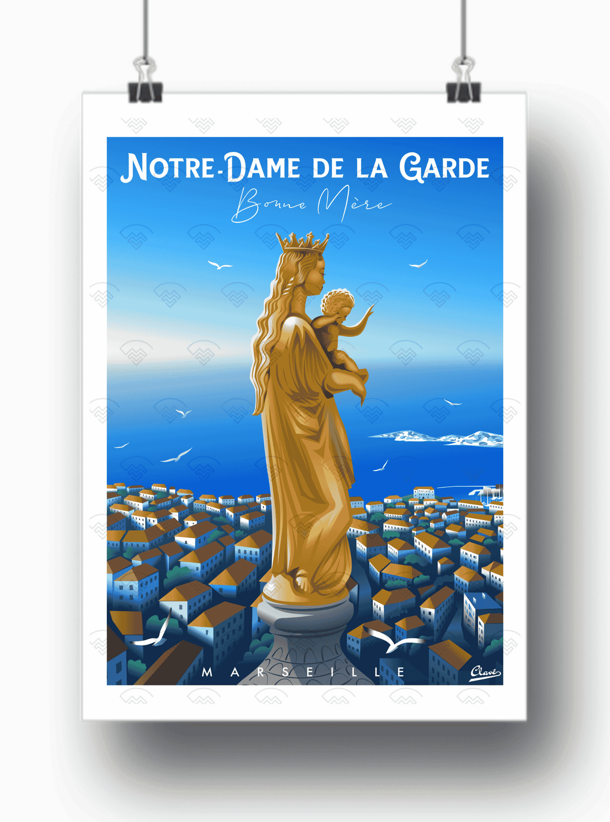 Affiche Marseille - Bonne mère par Damien Clavé / Edition Limitée