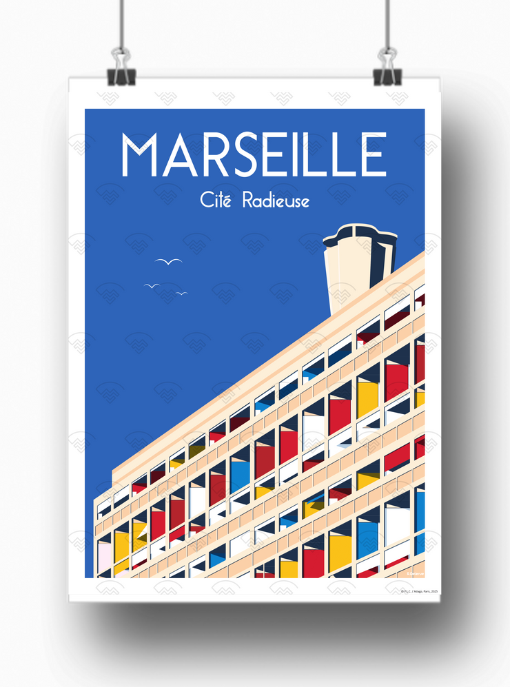 Affiche Marseille - Le Corbusier par Raphael Delerue