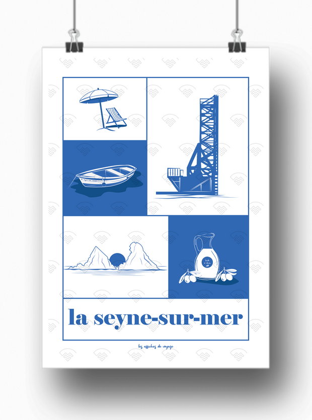 Affiche Les symboles de La Seyne-sur-mer par Les Affiches de Voyage