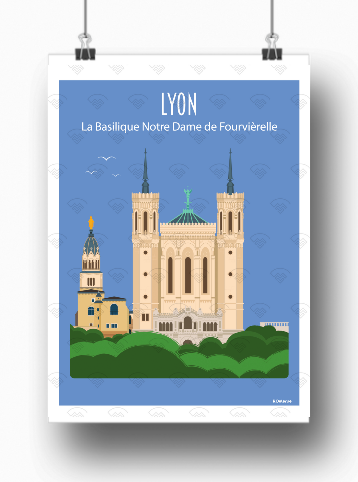 Affiche Lyon - Basilique par Raphael Delerue