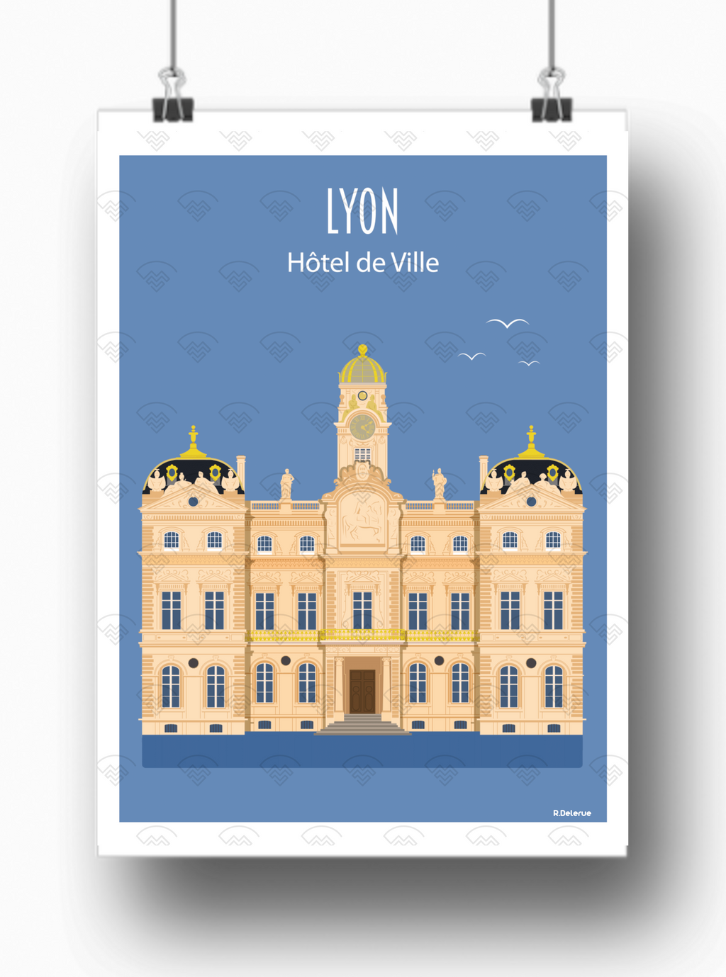 Affiche Lyon - Hôtel de ville par Raphael Delerue