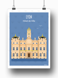 Affiche Lyon - Hôtel de ville par Raphael Delerue