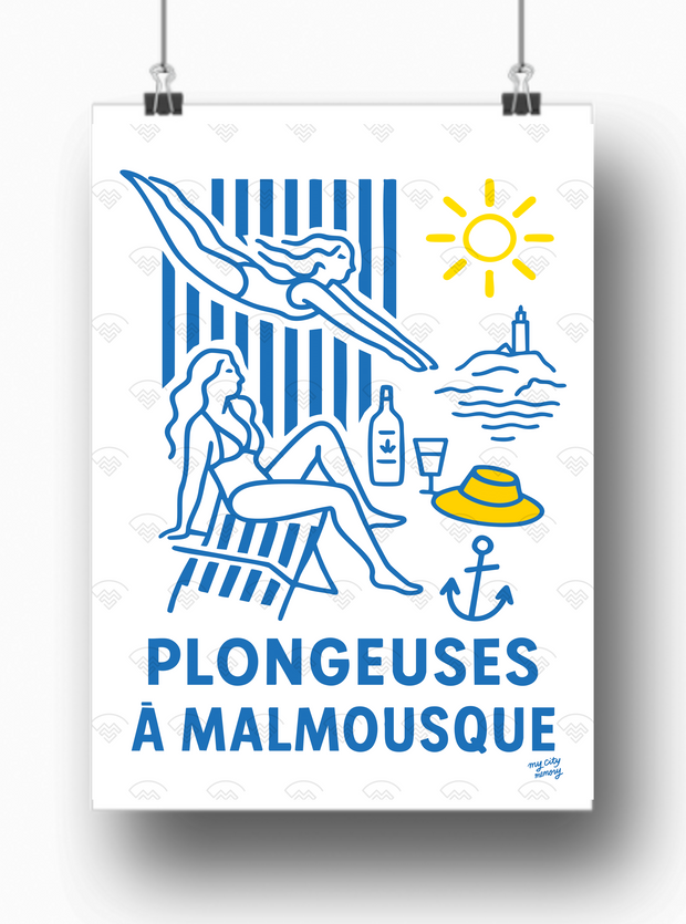 Affiche Marseille - Plongeuses à Malmousque par My City Memory
