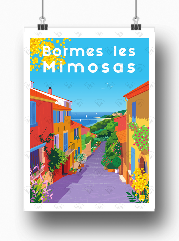 Affiche Bormes-les-Mimosas - Ruelle par Raphael Delerue