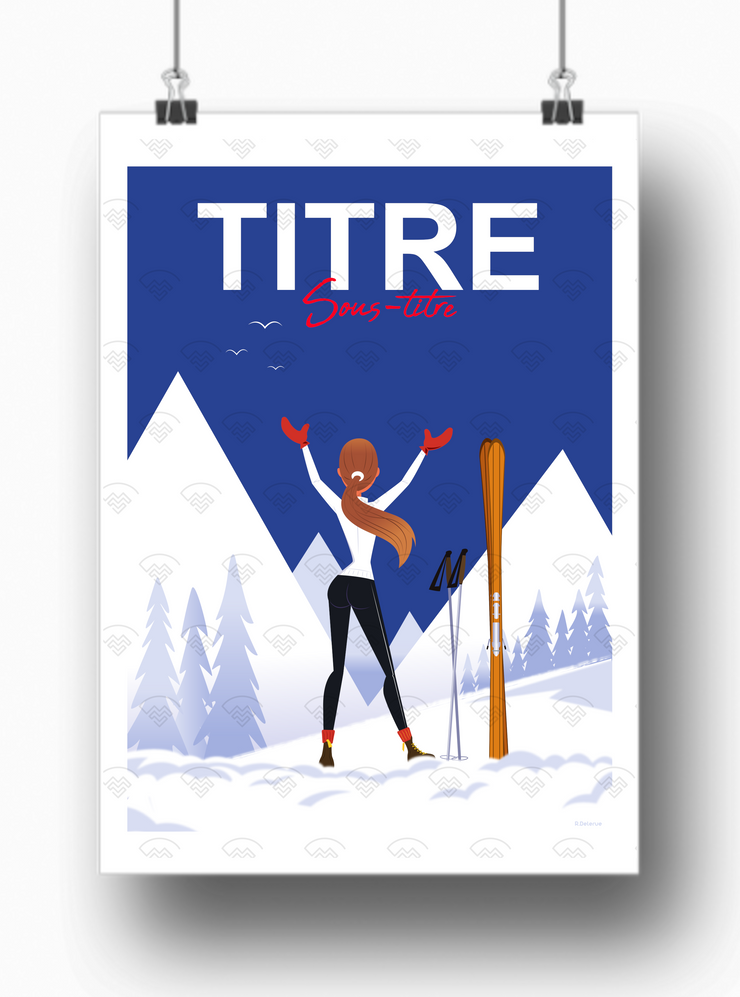 Mon affiche personnalisée - Skieuse de dos par Raphael Delerue