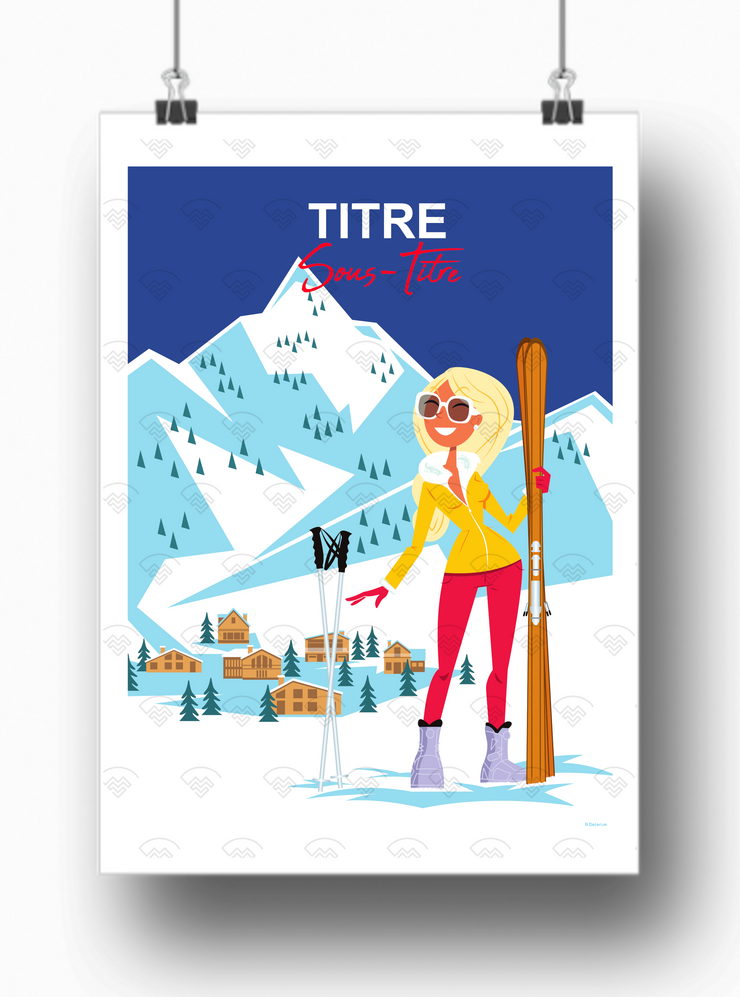 Mon affiche personnalisée - Skieuse de face par Raphael Delerue