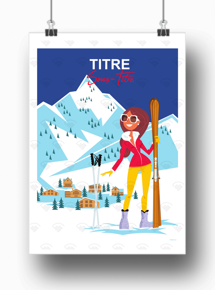 Mon affiche personnalisée - Skieuse de face par Raphael Delerue