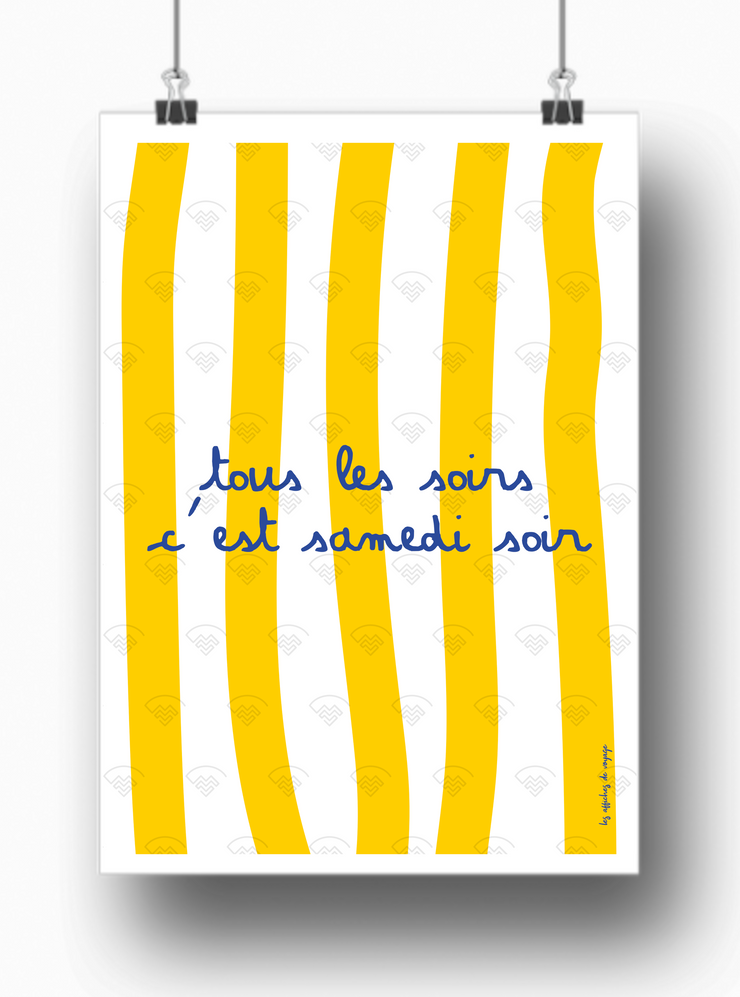 Affiche Tous les soirs c'est samedi soir par les Affiches de Voyage