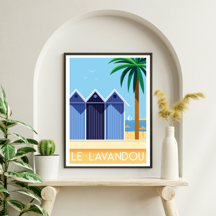 Affiche Le Lavandou - Cabines par Raphael Delerue