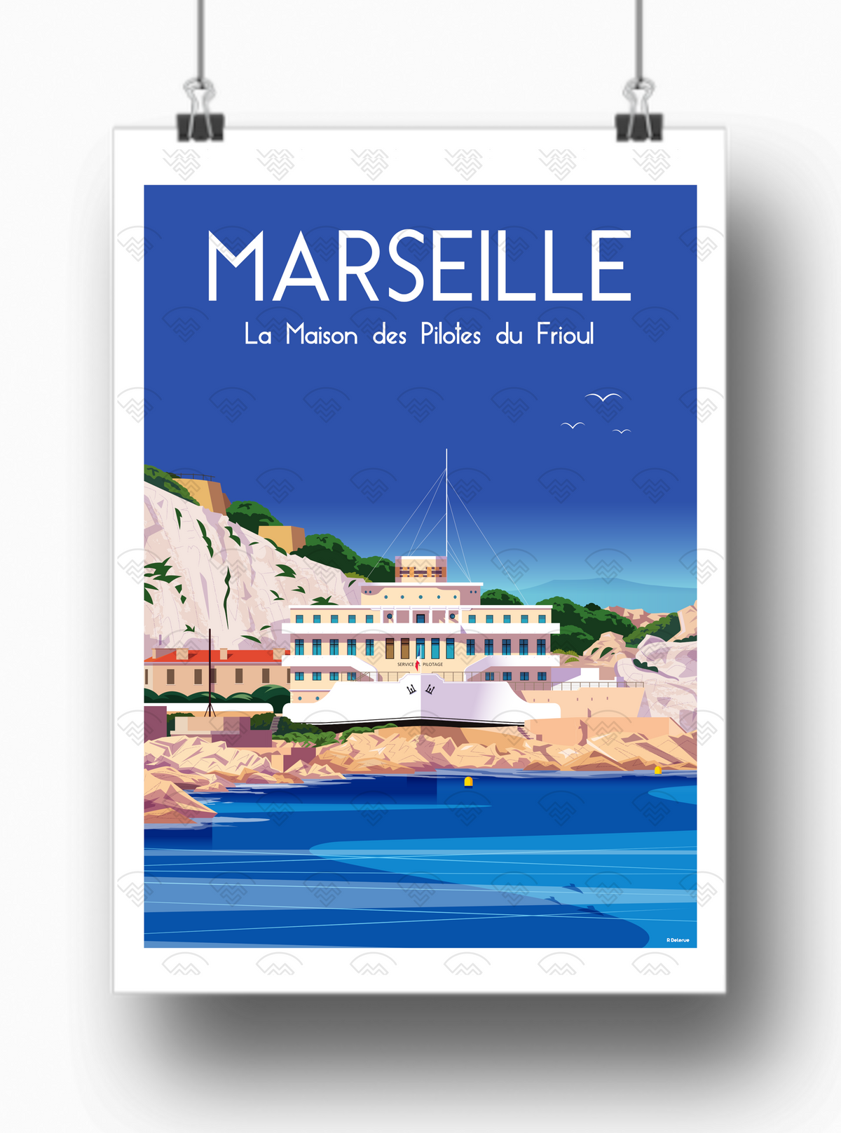 Affiche Marseille - La Maison des pilotes Frioul par Raphael Delerue