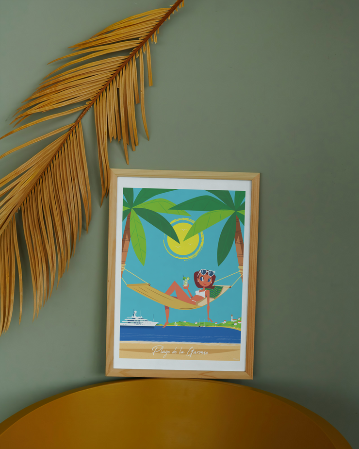 Affiche Le Pradet - Plage de la Garonne femme hamac Raphael Delerue