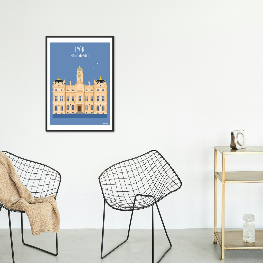 Affiche Lyon - Hôtel de ville par Raphael Delerue