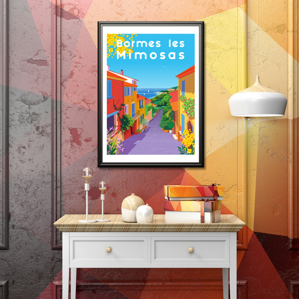 Affiche Bormes-les-Mimosas - Ruelle par Raphael Delerue