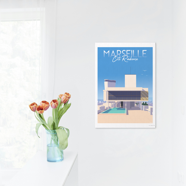 Affiche Marseille - La cité radieuse piscine par Raphael Delerue
