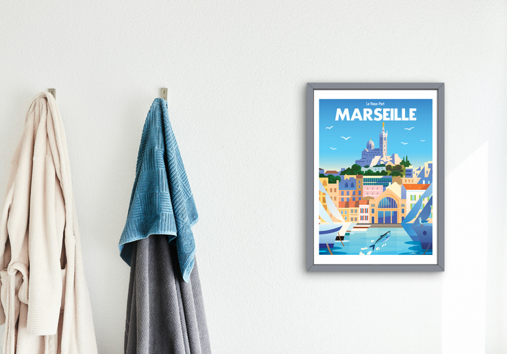 Affiche Marseille - Vieux port par C.WILL