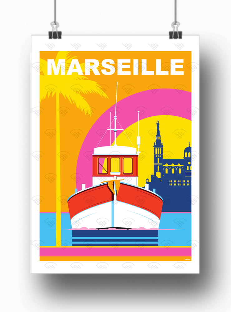 Affiche Marseille - Pêche par Raphael Delerue