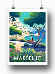 Affiche Marseille - L'Estaque par Damien Clavé / Edition Limitée