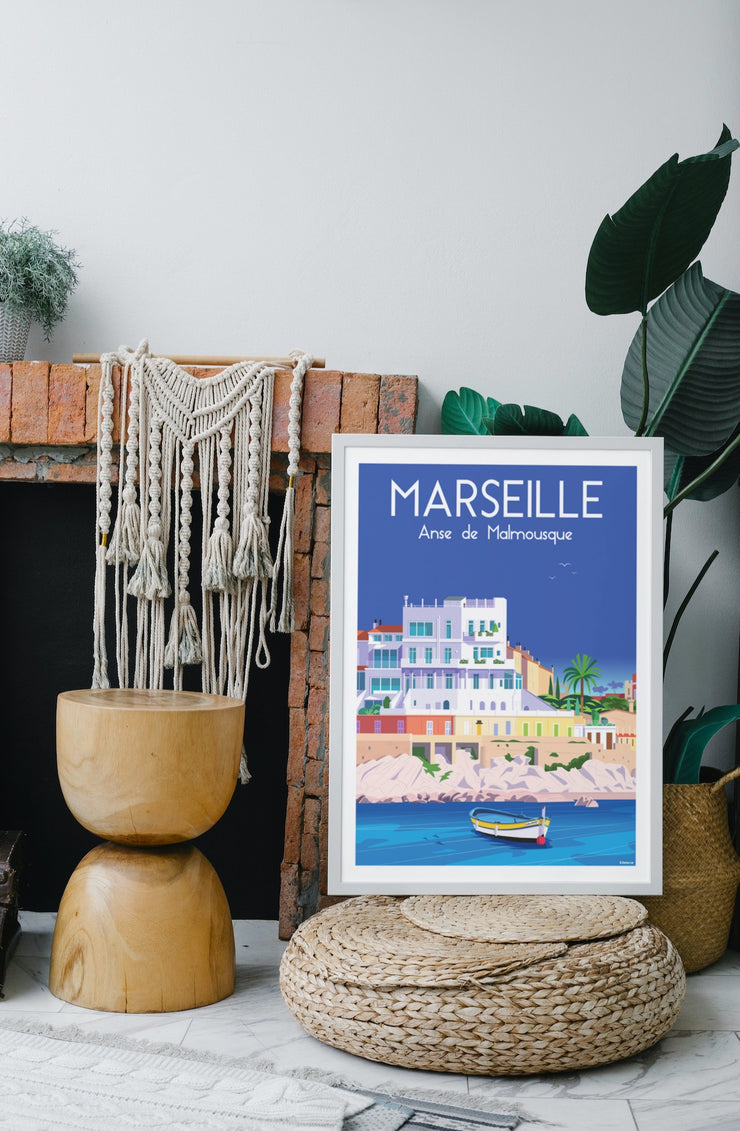 Affiche Marseille - Anse de Malmousque de Raphael Delerue