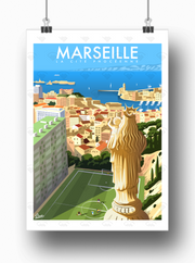 Affiche Marseille - La cité phocéenne par Damien Clavé / Edition Limitée