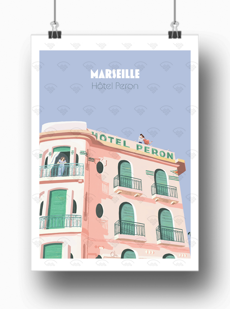 Affiche Marseille - Hôtel Peron par les Croquis de Cam