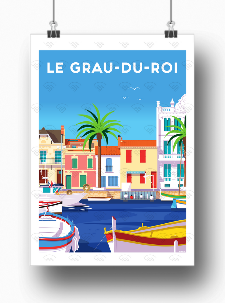 Affiche Camargue - Le Grau-du-roi par R. Delerue