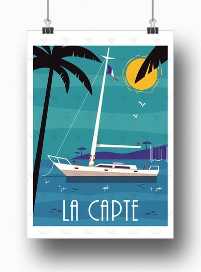 Affiche Hyères - La Capte bateau par Gary Godel
