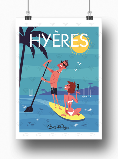 Affiche Hyères - Paddle par Gary Godel