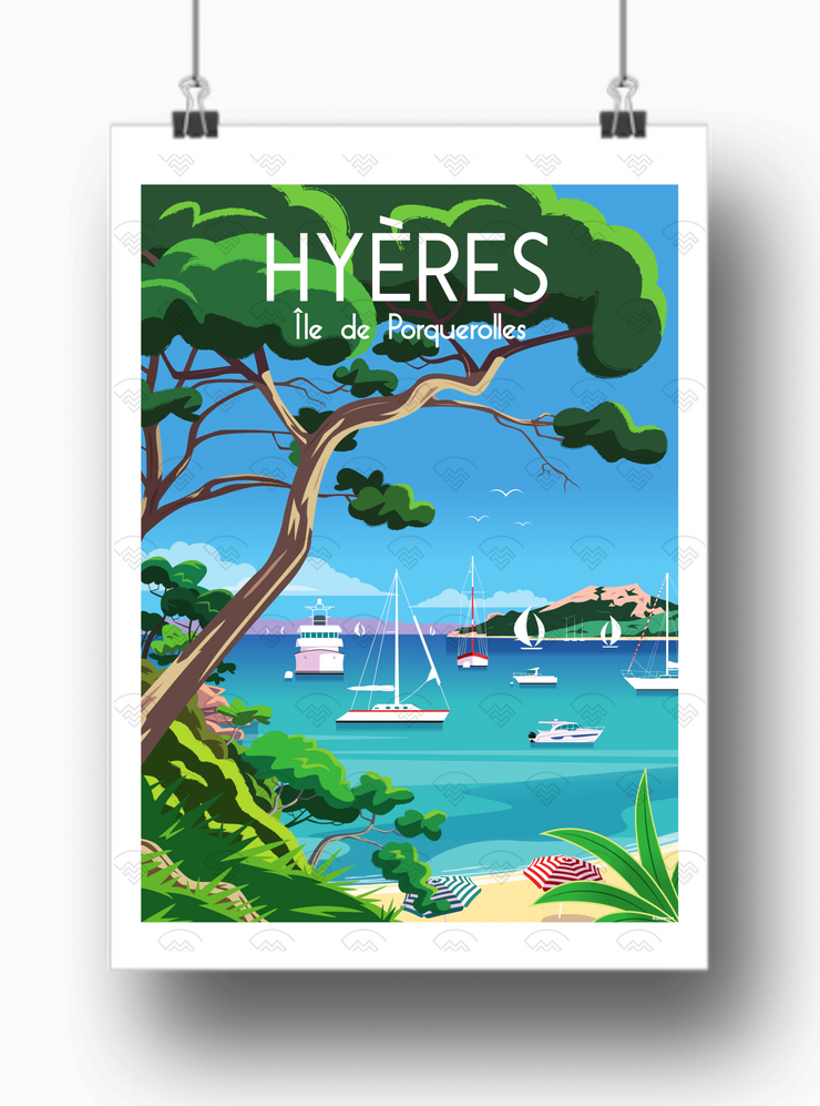 Affiche Hyères - Porquerolles par Raphael Delerue