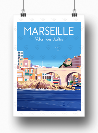 Affiche Marseille - Vallon des Auffes par Raphael Delerue