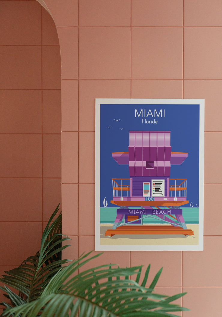 Affiche Miami - Kiosque rose de Raphael Delerue