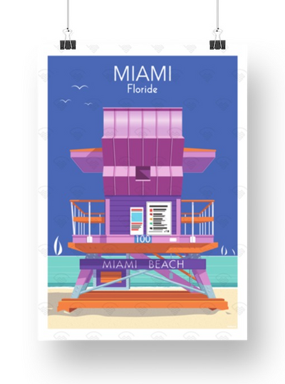 Affiche Miami - Kiosque rose de Raphael Delerue