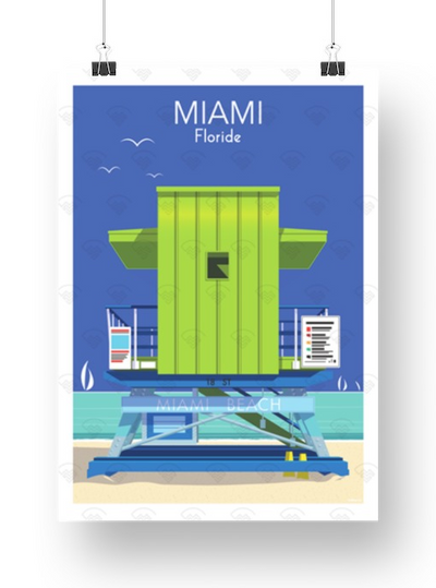 Affiche Miami - Kiosque vert de Raphael Delerue