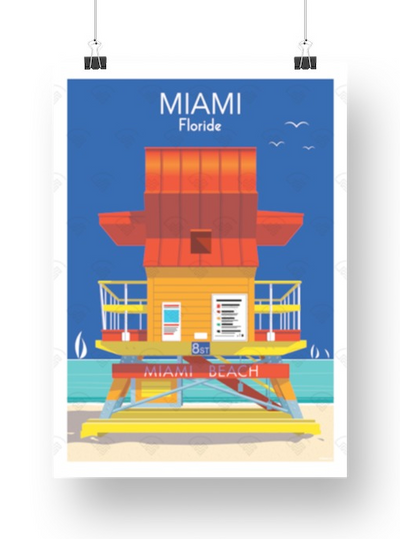 Affiche Miami - Kiosque rouge de Raphael Delerue